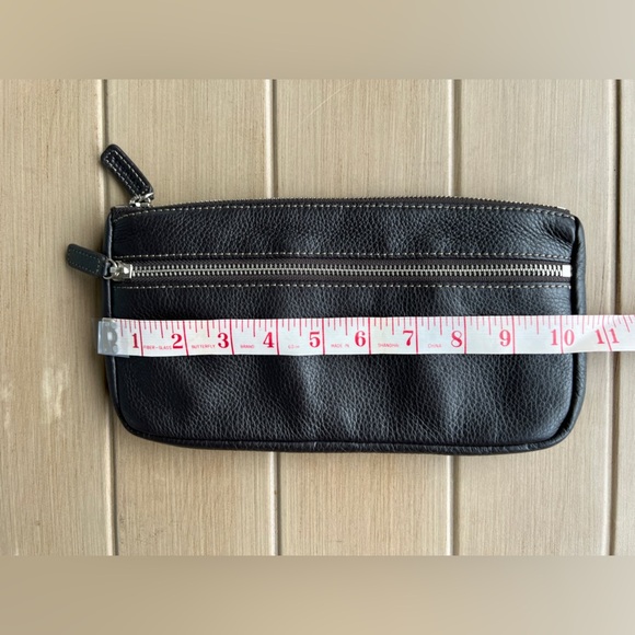 Levenger Bomber Jacket Brown Pebble Leather Zipped Pouch - Picture 7 of 8